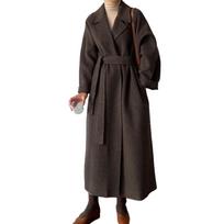 Merelop Ceto Chesterfield Solid Winter Plus Loose Elastic Cold Weather Office Commuter Women's Coat, Long, Color, Thick, Outerwear, Elegant, black
