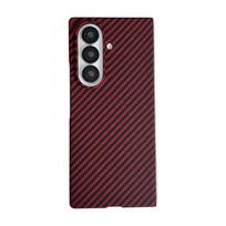 For Samsung Galaxy Z Fold 7 Case Hard carbon fiber Magnetic Wireless Charging Protective Back Cover For Z Fold 7 6 5 4 3 Shell Galaxy Z Fold7 raudona