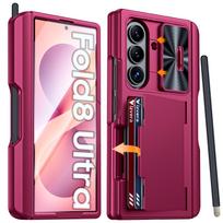 Samsung Galaxy Z Fold 8 Ultra dėklas su rašiklio laikikliu, kortelių laikikliu, RFID blokavimu, vyrių apsauga ir ekrano apsauga - Juodas