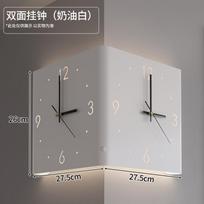 Creative Arc Angle Wall Clock Sitting Living Room Two-sided Corner Silent Wall Hanging Decorative Clock Home Decoration (as the picture,With Light)