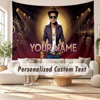 Custom Name Wall Hanging Tapestry,Bruno Mars Decorative Backdrop Tapestry For Dorm Home 100cmx150cm brown