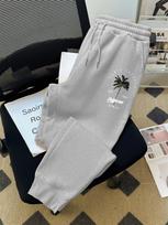 Surf-city Men Tapered Joggers Tropical Palm Tree and California Slogan Graphic, Ribbed Ankle Light Sweatpants for Beach Casual Daily Fits L