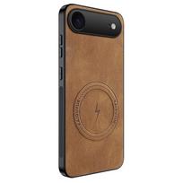 Prabangus magnetinis belaidžio įkrovimo telefono dėklas iPhone 17 Air modeliui, smūgiams atsparus matinis odinis galinis dangtelis 17 Air dėklai iPhone Air ruda
