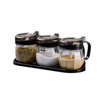 Moisture-Proof Glass Seasoning Jars Large Capacity Sealing Seasoning Canister Combination Set Transparent Condiment Jar Home Use