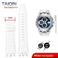 Swatch SVGK403 SVGK407 SVGB400 SVGB402 SVGB408 natūralios odos laikrodžio apyrankė 22mm vyriškos apyrankės dirželio priedai 22mm white
