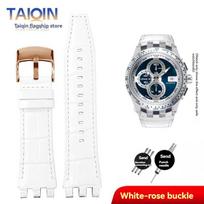 Swatch SVGK403 SVGK407 SVGB400 SVGB402 SVGB408 natūralios odos laikrodžio apyrankė 22mm vyriškos apyrankės dirželio priedai 22mm white