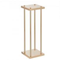 Gėlių stovas, 4 dalių metalinis kolonos formos geometrinis centrinis elementas, 20x20x60 cm, auksinis