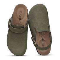 Fashion Kidmi Women's Cow Suede Clogs With Adjustable Strap Indoor And Outdoor New Beach Cork Footbed Leather Mules Slip On Potato Shoes 36 black