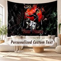 Custom Name Wall Hanging Tapestry,Death Note Decorative Backdrop Tapestry For Dorm Home 130cmx150cm gray
