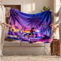 GTA Personalized Flannel Blanket, Custom Printed Text Name, Warm Soft Blanket For Couch Bed 80cmx120cm black