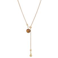 Stylish Slide Closure Necklace Featuring Tigers Eye Stone Pearls Accents And Sturdy Alloy Chain Design beige