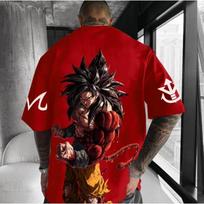 Dragon Ball Anime Super Saiyan 4 Marškinėliai 2025 Vasaros Vyriški ir Moteriški Street Laisvi Laisvalaikio Universalūs Tėvų ir Vaikų Drabužiai Viršus M red