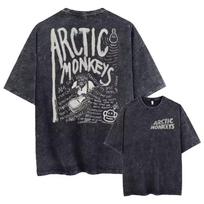 Retro Rock Arctic Monkeys Music Album Graphic T-Shrit Men's Vintage Washed Oversized Short Sleeve T shirt Y2k Hip Hop Streetwear 110 gray