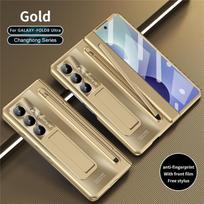 S Pen Slot Hinge Protection Case for Samsung Galaxy Z Fold 8 Ultra 7 6 5 4 Fold8 5G Plating with Screen Protector Cover Galaxy Z Fold 8 Ultra gray