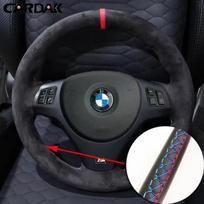 Customized Car Steering Wheel Braid Soft Suede Cover For BMW E81 E90 Pack M Sport M3 E91 E92 E93 E87 E82 E88 X1 E84 Style 3 black