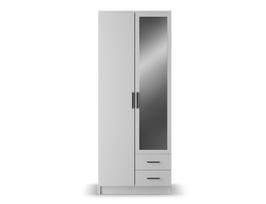 Spinta ADRK Arvio 80, balta sp./juoda sp., 52.1 cm x 80 cm x 206.6 cm, su veidrodžiu