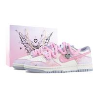 Nike Dunk Sweet Almond Glow Low top Skateboard Shoes Unisex Pink Gray DD1873-002(Team626-) 38.5 white