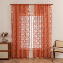 Sheer Lace Curtains for Bedroom Ivory Elegant Grommet Curtains Scalloped Edges Floral Kitchen Window Curtains  Panels Drape Soft  W 140* H100cm 1pcs brown