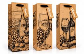 Dovanų maišelis buteliui CHEERS!, 125x345x100mm,  su kortele vardui ar sveikinimui