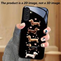 Dachshundų meilės stiklinis telefono dėklas Tinka Samsung Galaxy S26 S25 S24 S22 S21 S20 FE Ultra Plus 5G, apsaugantis nuo kritimo, galinis dangtelis Galaxy S21 FE 5G juoda