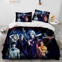 D-Devil May Cry Dmc Game Gamer Comforter Bedding SetDuvet Cover Bed Set Quilt Cover PillowcaseKing Queen Size Bedding Set Kid EU Single(135*200cm)3pcs gray