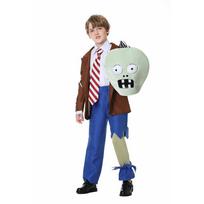 Kids Boys Halloween Costume Retro Plants vs. Zombies Cosplay Outfit Set with Green Zombie Hat Party Fancy Dress for Ages 4-10 XL white