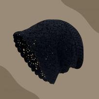 Moteriška retro rankų darbo japoniška megzta laisva kepurė One Size black