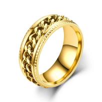 Hip Hop Titanium Steel Rotatable Chain Rings for Men Women Multifunction Finger Jewelry Anxiety Fidget Spinner Ring Rock Gifts 12 beige