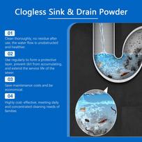 Drain Clog Remover Powder Eliminate Blockages Toilet Kitchen Clogging Deodorization Sewer Dredging Cleaner Pipe Unclogging Agent one size black