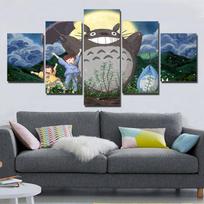 5 vnt. Sienos meno drobės tapyba Animacinis komiksų anime plakatas Mano kaimynas Totoro modernus Svetainės namų dekoras Modulinis 40X60 40X80 40X100cm