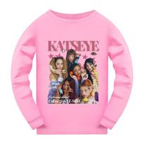 5303 Kids Girls KATSEYE Print Long Sleeves Regular T-Shirt 140cm rožinė