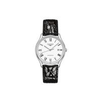 Longines Lyre Series Automatic Mechanical Movement Classic Versatile Fashion Watch 38.5mm White Dial Stainless Steel Case Leather Strap L4.960.4.11.2 Black Strap gray