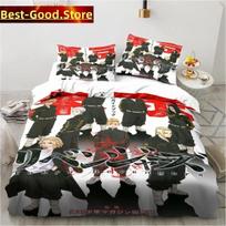 Tokyo Revengers Ryuguuji Ken Sano Manjiro Bedding Set Print With Pillowcase Bed Duvet Cover Soft Single Double Queen Super King EU Single 135*200cm/53x79in 3pcs white