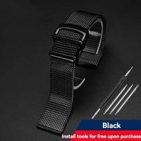 20mm 22mm IWC laikrodžiui Portofino/Pilot/Portugal 7 Milanese nerūdijančio plieno metalinio tinklelio laikrodžio apyrankė vyriška sulankstoma sagtimi laikrodžio dirželis 22mm juoda