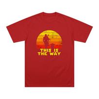 The Mandalorian „Tai yra kelias“ su Grogu Marškinėliai The Mandalorian ir Grogu Animacinis Spaudinys T-shirt Unisex Grynos Medvilnės Y2K Drabužiai XXL raudona