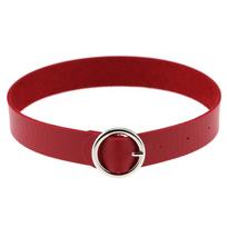 DIEZI Men Harajuku Red PU Leather Necklace Choker Women Ladies Punk Gothic Vintage Statement Collar Pendant Necklace New Jewelry brown