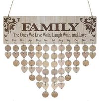 Family Birthday Calendar with Tags, Wooden Wall Hanging Board, Birthday Reminder, Gift for Mom
