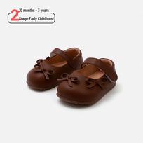 Spring 2026 Retro Leather Baby Walker Shoes for Girls - Stylish, Soft Sole Toddler Shoes Size 18 / Inner length 13.5cm ruda