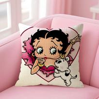 Animacinis BBetty Boop Pagalvės užvalkalas Natūralaus lino Pagalvės užvalkalas Dvispusis spaudinys Dekoratyvinis sofos pagalvės užvalkalas Namų dekoras Dovana 30x30cm white