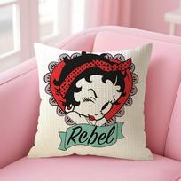 Animacinis BBetty Boop Pagalvės užvalkalas Natūralaus lino Pagalvės užvalkalas Dvispusis spaudinys Dekoratyvinis sofos pagalvės užvalkalas Namų dekoras Dovana 30x30cm black