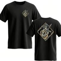 2026 Tactical Skeleton Soldier Front Back Print T‑Shirt Kids Adults Vintage Military‑Style Streetwear Loose Short‑Sleeve Tops 110 black