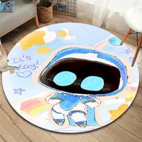 ASTRO BOT Apvalus kilimas, Kilimas svetainei, miegamajam, sofai, žaidimų kambariui, neslystantis grindų kilimėlis 80cmx80cm black