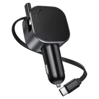 Hoco Car charger USB A + USB C PD QC3.0 45W with retractable USB C cable Z68 black