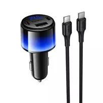 Hoco Car charger USB A + 2xUSB C PD QC3.0 57W with USB C to C cable Z69B black