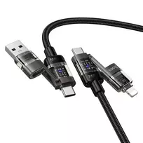 Hoco U151 4-in-1 data transfer and charging cable | USB-A to USB-C, Lightning | 240W | 1.2m | black
