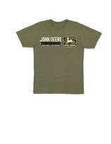 John Deere Olive Green Camo Horizontal Logo Short Sleeve T-Shirt S M L XL 2X 3X Unisex T-Shirt L gray