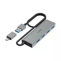 Hama USB 3.2 Gen 1 4-Port USB Hub with Power Supply 00200138 Anthracite Grey