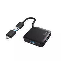 Hama USB 3.2 Gen 1 4-Port USB Hub with USB-C Adapter 00200116 Black
