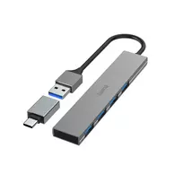 Hama Prime Line Ultra-Slim USB 3.2 Gen 1 4-Port USB Hub 00200141 Grey