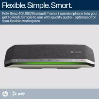 Plantronics/Poly HP Poly Sync 40+ Microsoft Teams Certified USB-A USB-C Speakerphone +BT700 USB-A Adapter